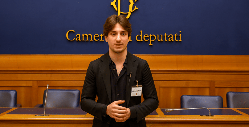Gabriele Stoppello alla Camera dei deputati durante un intervento sul ruolo del libro nel business